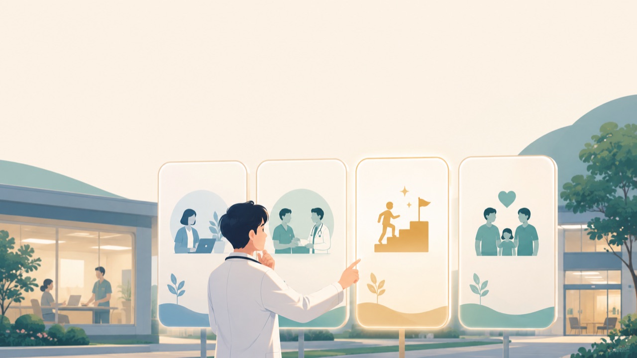 医師が転職エージェント4社を比較検討するイラスト